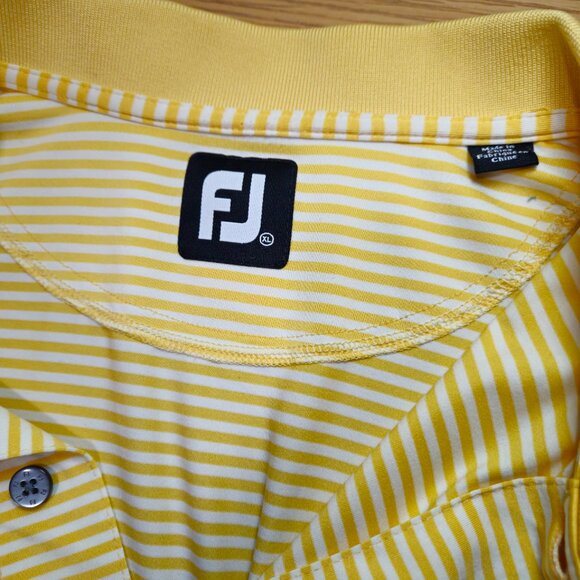 Footjoy FJ Shirt Lot Mens XL Red White - yellow Stripe Golf Performance Stretch - Picture 3 of 16